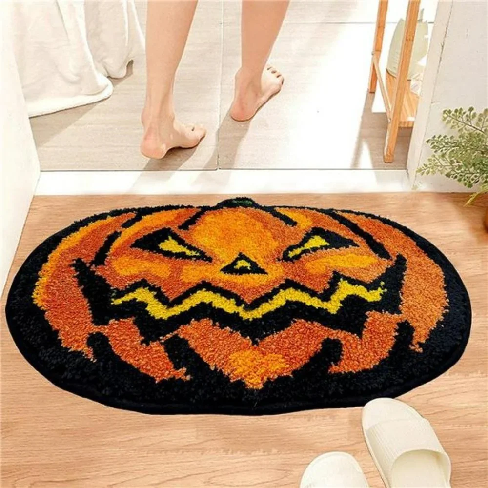 Halloween Bathroom Rugs, Halloween Pumpkin Bath Mats Non-Slip 16x24 Inches